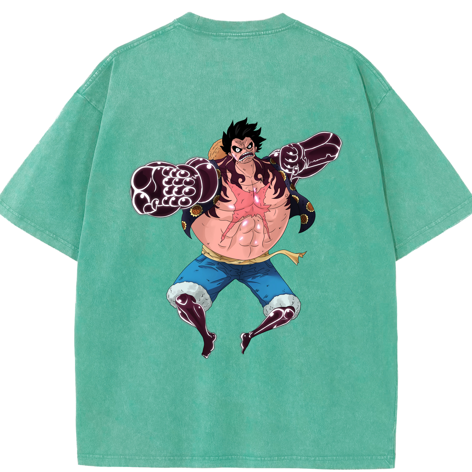 ワンピース モンキー・D・ルフィ ONE PIECE Monkey D. Luffy 綿100% ヴィンテージ風 半袖Tシャツ（背面プリント）